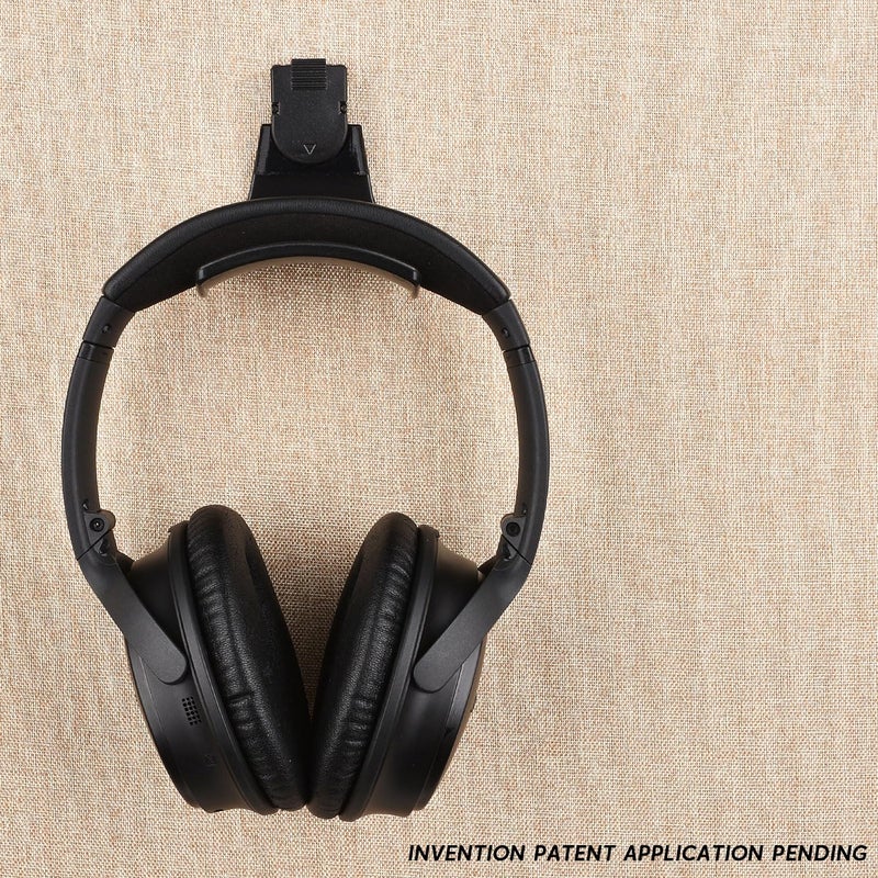 onsogi Fabric Wall Headphone Stand for Office, Cubicle Headphone Holder for Work Decor, Space-Saving Hanger Cubicle Accessories for Women Men Desk Organizer, Black (1 Pack) - Image 4