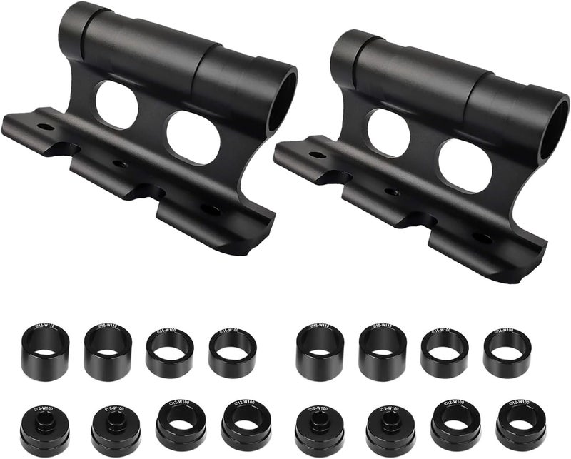 Ragyzity Bike Fork Mount, 2PCS Bicycle Fork Mount Truck Block, Quick Release MTB Thru Axle Carriers Aluminum Alloy Bicycle Fork Bracket Frame, 8 Removable Fittings 100×5/100×12/100×15/110×15mm - Image 1