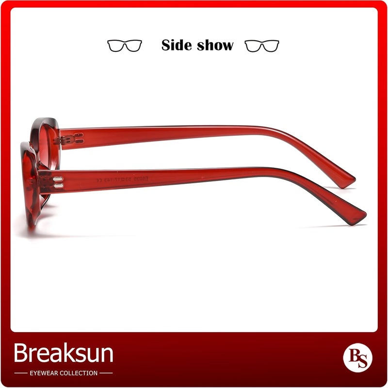 Breaksun Retro Oval Sunglasses for Women Men Fashion Small Oval Sunglasses 90s Vintage Shades - Image 4