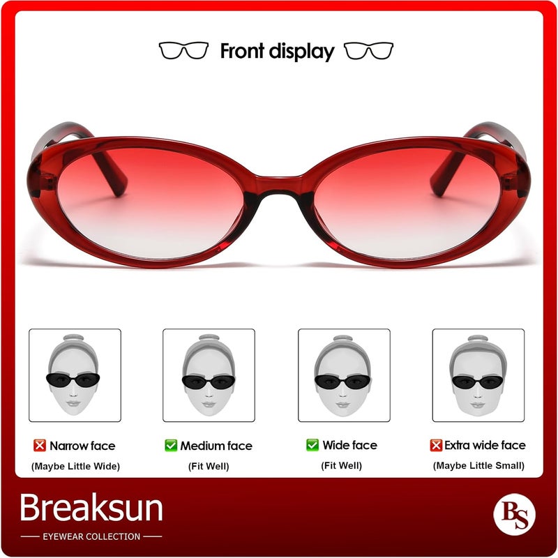 Breaksun Retro Oval Sunglasses for Women Men Fashion Small Oval Sunglasses 90s Vintage Shades - Image 3