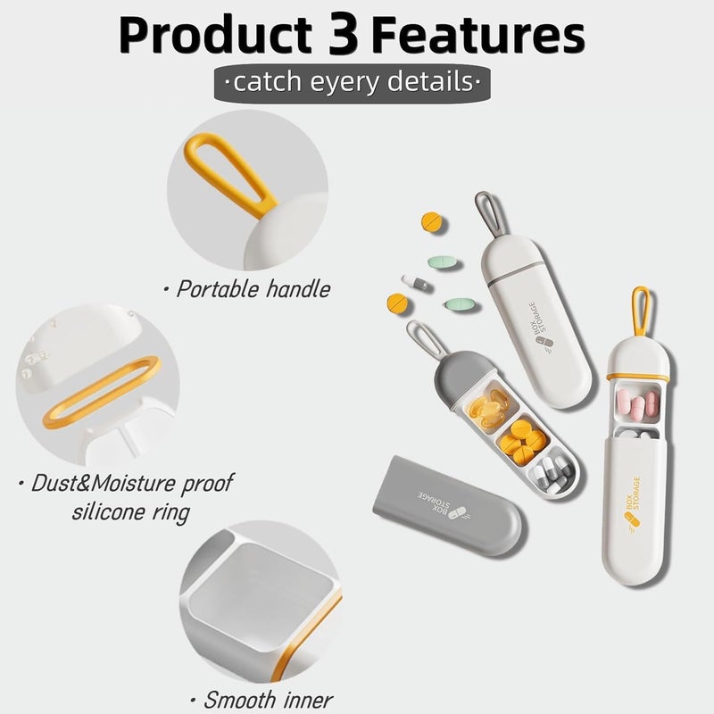 Portable Pill Organizer - 3 Pack Travel Pill Case with 3 Compartments - Image 3