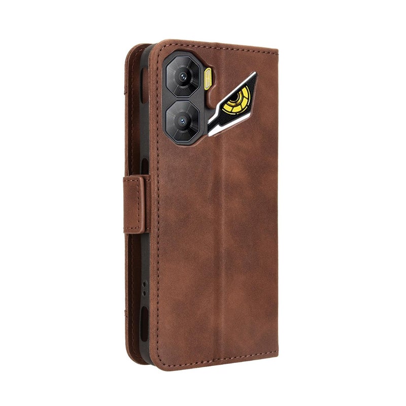 إيروريكس جراب هاتف جلدي بفتحات للبطاقات لهاتف ZTE nubia Neo 3 5G بملمس جلد العجل (بني) - Image 3