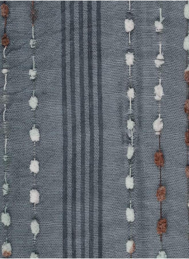 DEMDACO DEMDACO Textured Stripe Grey Mix One Size Fits Most Polyester Fabric Poncho Shawl  - Image 1