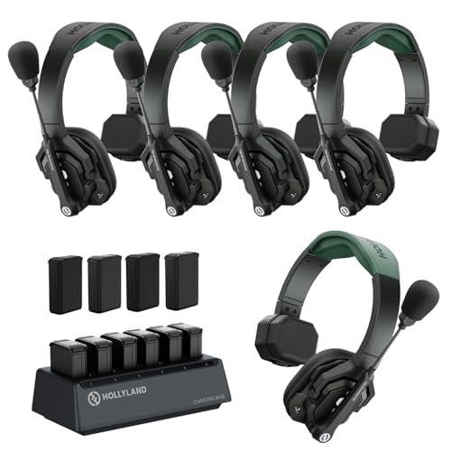 HollyView Hollyland Solidcom SE PRO 5-Users ENC Noise Cancellation Wireless Intercom Headset System 1312ft Team Communication with 3.5mm Single Ear Headset for Movie Shoot Live Show (1.9GHz Version) - Image 1