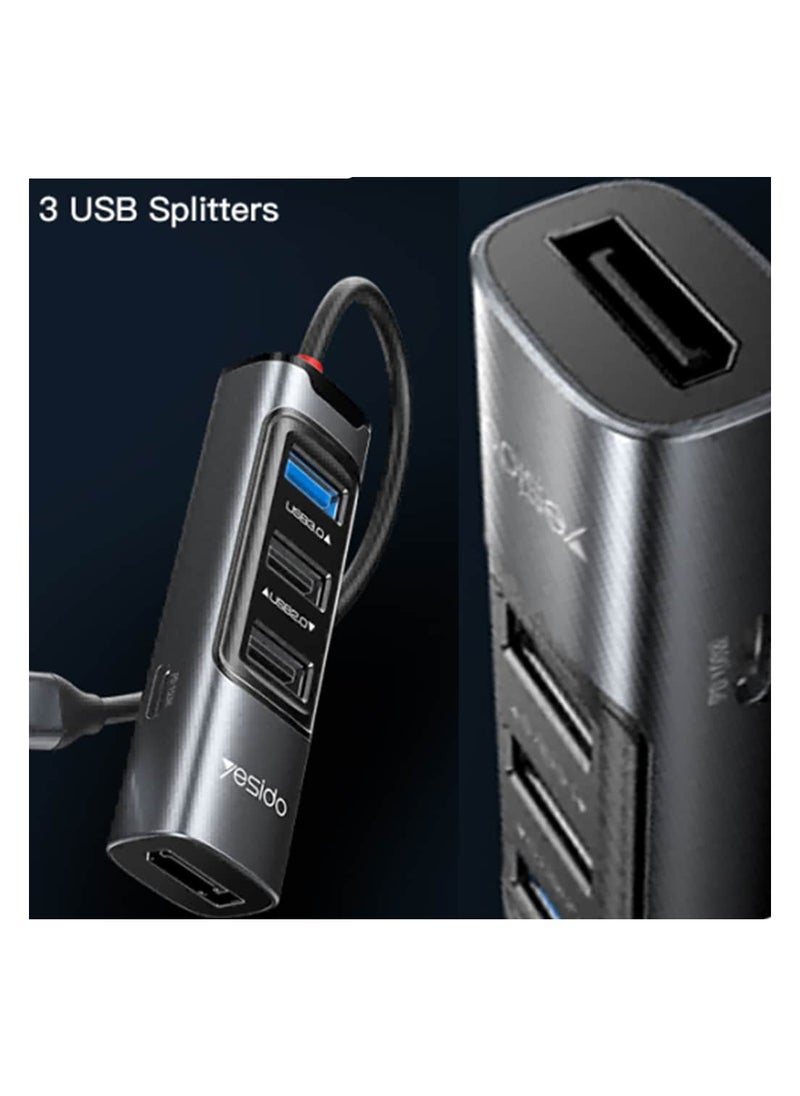 Yesido - Yesido 5 in 1 Type-C Multi-function Docking Station HUB Adapter - Image 1