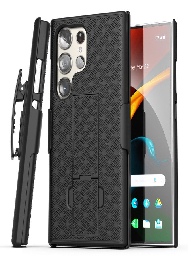 Galvanox Belt Case Designed for Samsung Galaxy S24 Ultra - Slim Case with Holster Clip Combo (Black) - Image 1