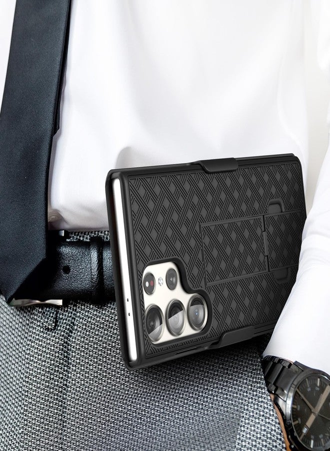 Galvanox Belt Case Designed for Samsung Galaxy S24 Ultra - Slim Case with Holster Clip Combo (Black) - Image 3
