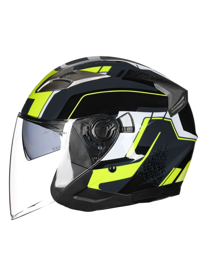 Starlight Fluorescent Yellow Gxt708 Electric Scooter Helmet With Dual Lenses, Unisex Personalized Half Helmet, All-season Safety Helmet For Spring, Autumn, And Winter