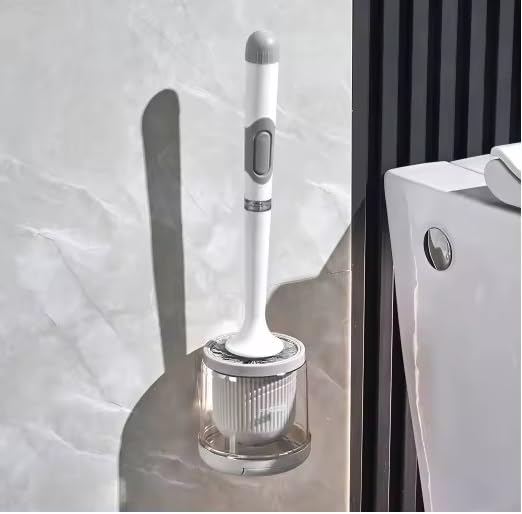 Envop Silicone Toilet Brush, Long Handle Replacement Toilet Brush, Free Standing or Wall Mount Liquid Tongue Cleaning Brush, Bathroom Accessories Toilet Brush Dead Corner Cleaning Brush. - Image 1