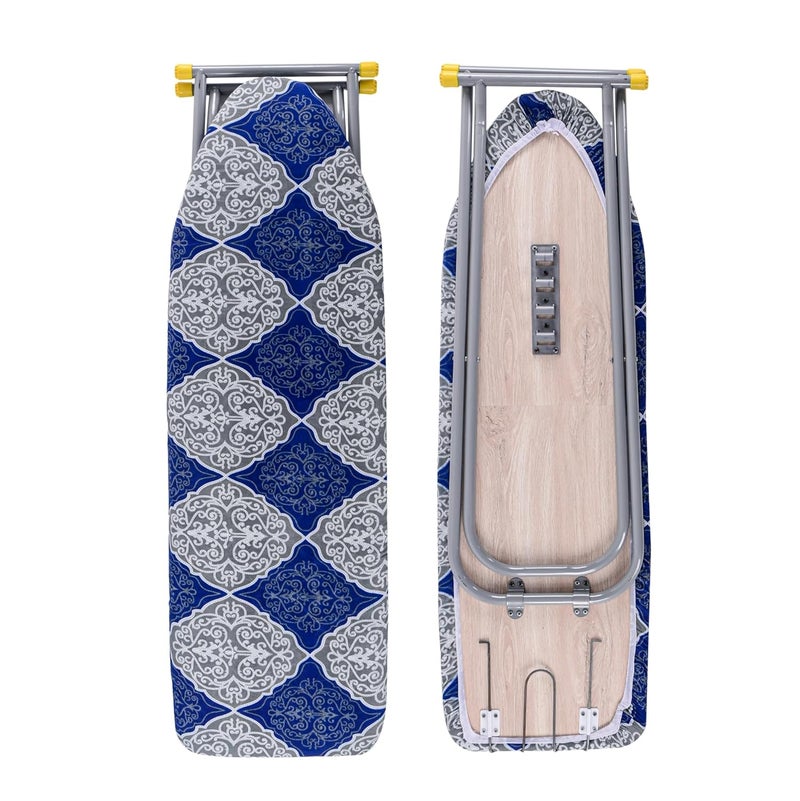 Kuber Industries 15 Inch Metal Ironing Board Foldable and Height Adjustable with Press Holder Iron Press Table for Clothes AntiSlip Feet HeatResistant Iron Table Board Square Flower Blue - Image 2