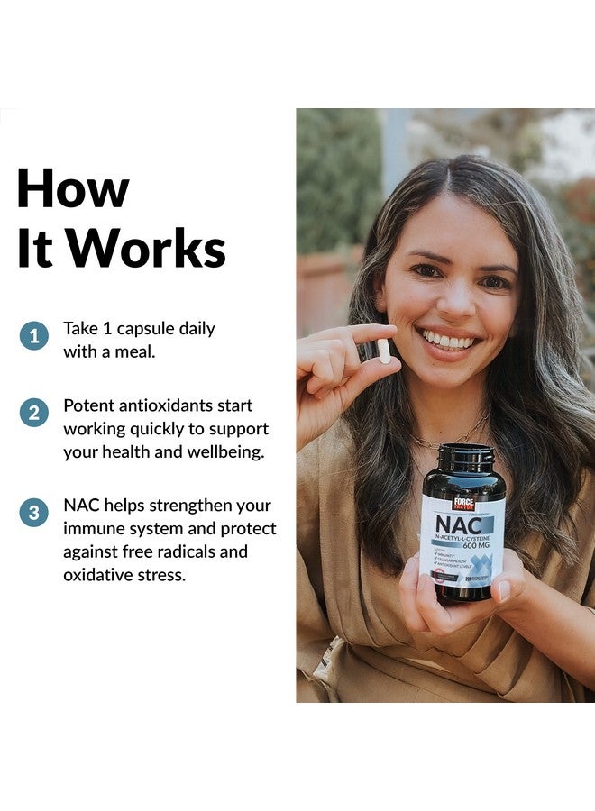 Force Factor Nac (Nacetyl Lcysteine) 600 Mg Immune Support Supplement 200 Vegetable Capsules White (Ffs00918Fg) - Image 5