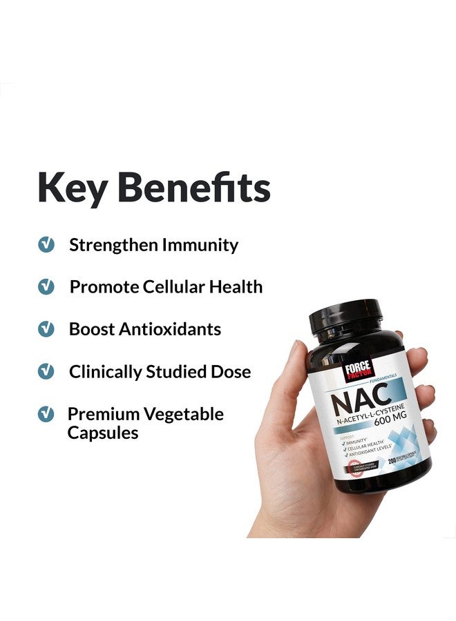 Force Factor Nac (Nacetyl Lcysteine) 600 Mg Immune Support Supplement 200 Vegetable Capsules White (Ffs00918Fg) - Image 3