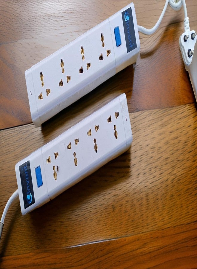 Invont Extension Board with 4 Multiplug Sockets & Master Switch | 6A Power Extension Board | 2 Meter Copper Wire Extension Cord | Heavy-Duty Spike Guard & Extension Box for Home & Office (White) - Image 5