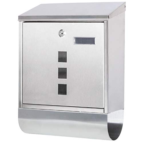 Jssmst Locking Wall Mount Mailbox, Stainless Steel Mailboxes with Secure Key Lock and Newspaper Compartment, HPB2203 Silver - Image 1