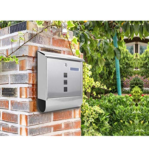 Jssmst Locking Wall Mount Mailbox, Stainless Steel Mailboxes with Secure Key Lock and Newspaper Compartment, HPB2203 Silver - Image 5