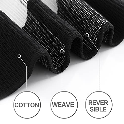 MUBIN Cotton Buffalo Plaid Rug, 3x5 Black and White Check Outdoor Rug Front Door Decorative Mat, Hand-Woven Reversible Foldable Rug for Layered Door Mats Washable Carpet for Front Porch, Entryway - Image 3