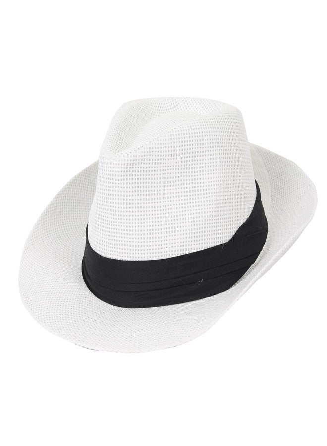FabSeasons Paper Casual Woven Homburg Hat for Men White, Free Size - Image 5