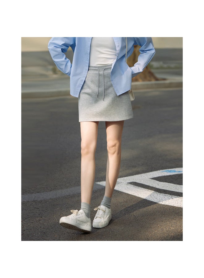 dme Demnaspring Commuting Simple Air Layer Elastic Waist Straight Tube Comfortable Hiding Meat Short Skirt Female - Image 3