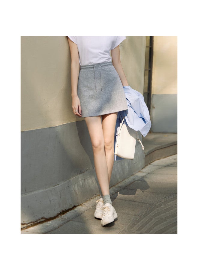 dme Demnaspring Commuting Simple Air Layer Elastic Waist Straight Tube Comfortable Hiding Meat Short Skirt Female - Image 1