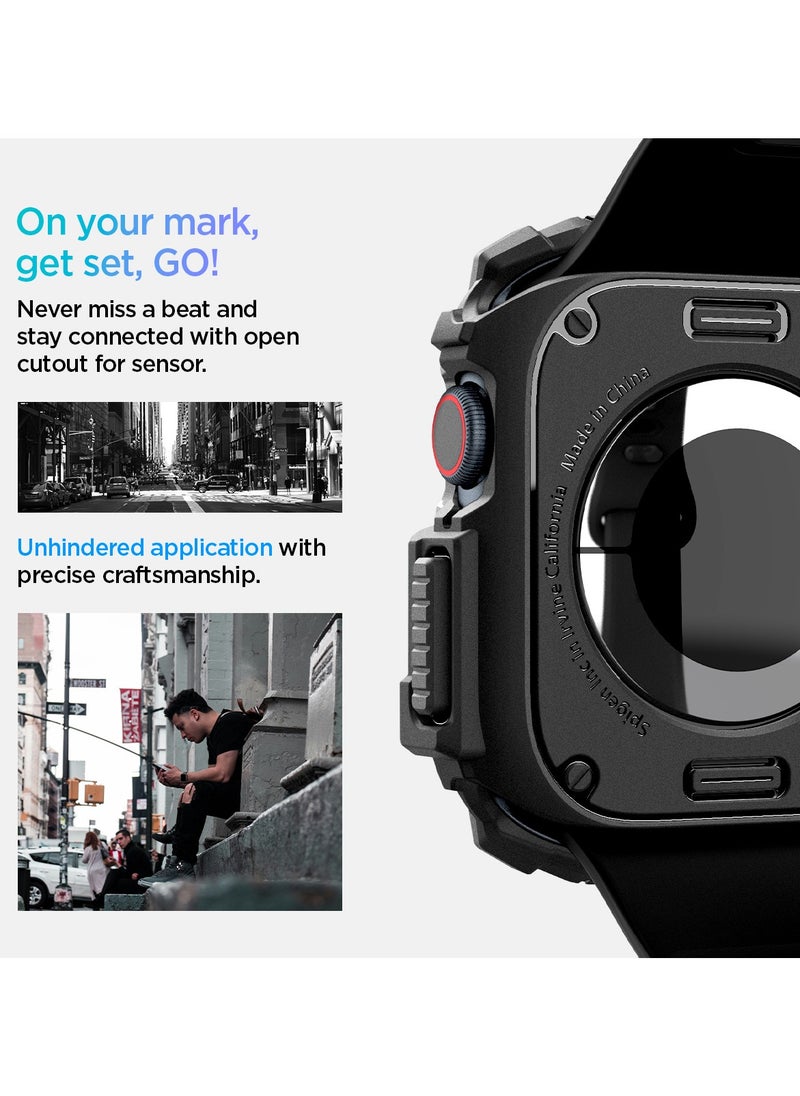 Spigen - Rugged Armor for Apple Watch Series 10 (46mm) Case Cover Durable TPU (2024) - Matte Black - Image 1