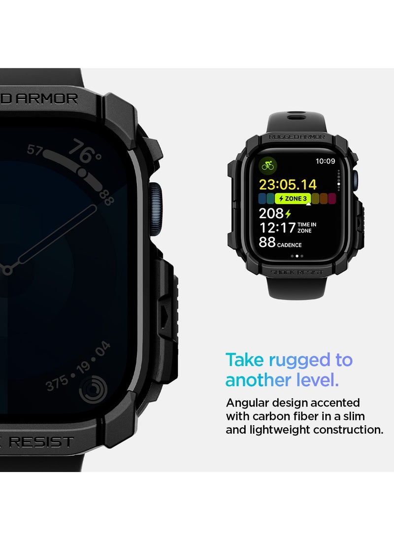Spigen - Rugged Armor for Apple Watch Series 10 (46mm) Case Cover Durable TPU (2024) - Matte Black - Image 1