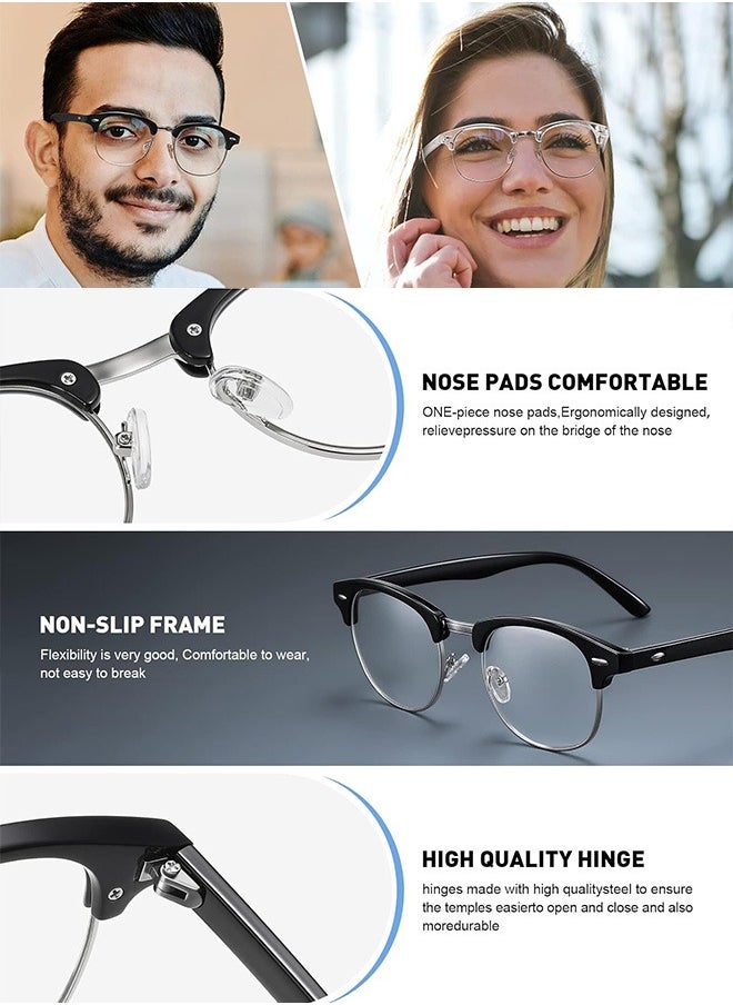 AZorb Anti Blue Light Glasses for Men Women Semi Frame Reading Gaming Glasses Blue Light Blocking Clear Lens Eye Glasses UV Computer Phone Eyeglasses  - Image 2