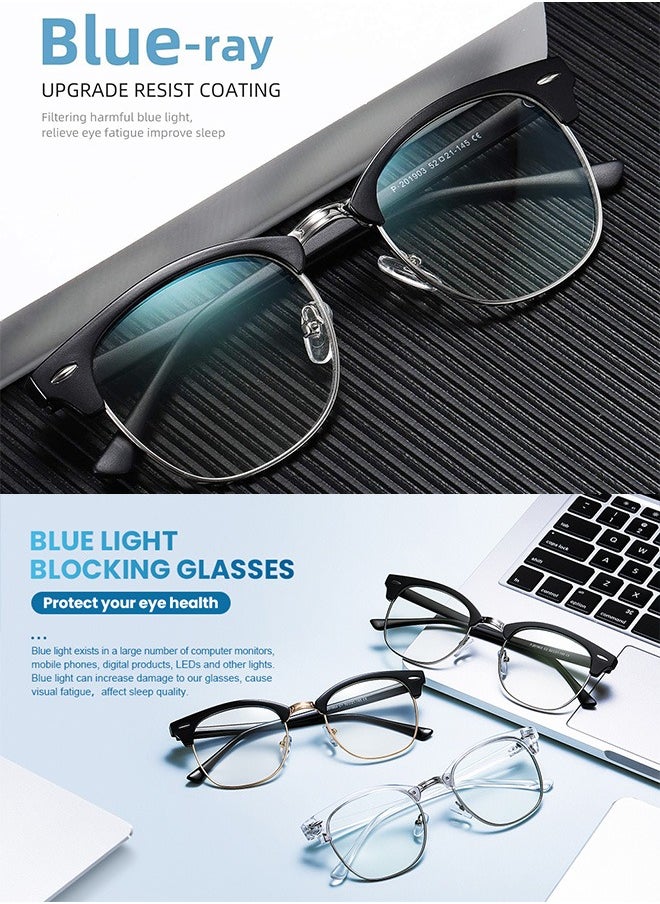 AZorb Anti Blue Light Glasses for Men Women Semi Frame Reading Gaming Glasses Blue Light Blocking Clear Lens Eye Glasses UV Computer Phone Eyeglasses  - Image 5