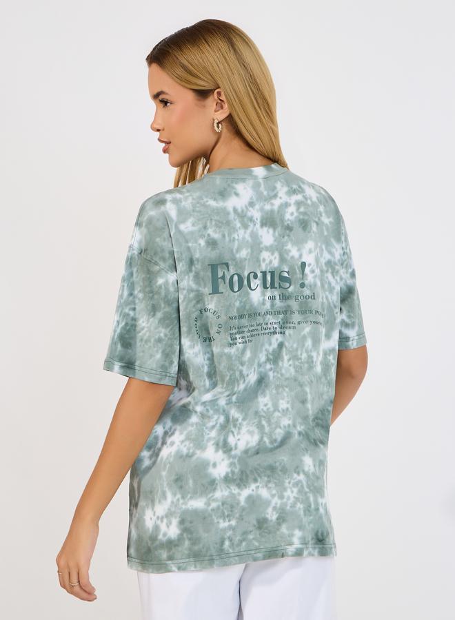 Styli Styli Oversized Tie Dye Printed T-Shirt with Short Sleeves  - Image 1