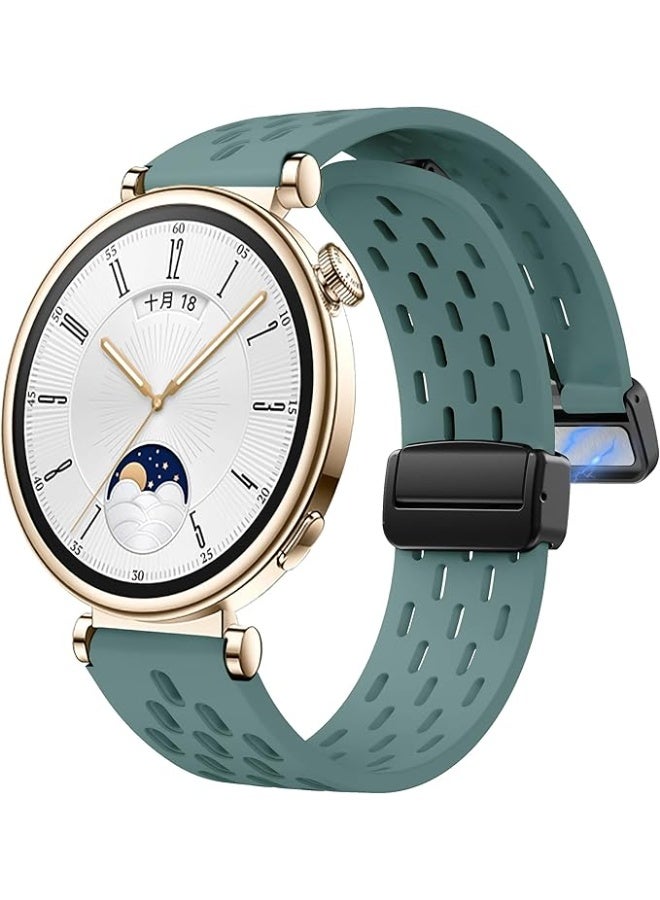 18mm Silicone Strap For Huawei Watch GT 6 41mm/GT 5 Pro 42 mm/GT 5 41mm/GT4 41 mm/Watch 5 42mm Magnetic Metal Buckle Sport Silicone Breathable Strap, Band Soft Replacment Wristband - Image 1