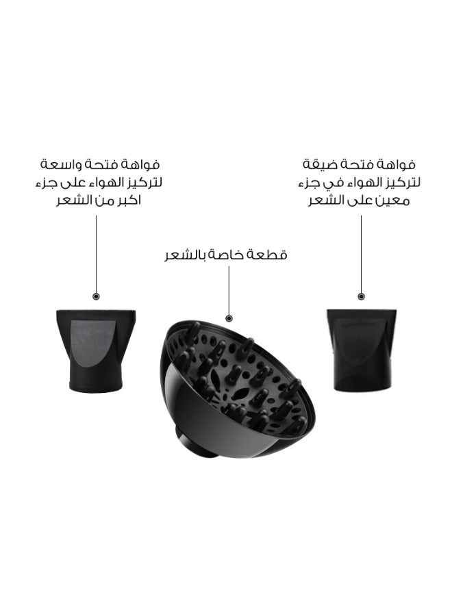 رافال مجفف شعر 2800 وات بسرعات متعددة وخاصية التحكم في درجة حرارة الهواء مع موزع للشعر المجعد من رافال - Image 2