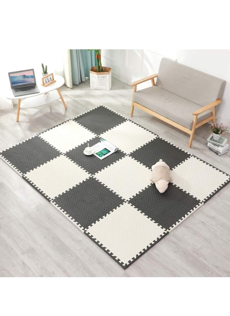 Reva Kids Play Mat Foam Interlocking Floor Mat Non-Slip Waterproof Durable Soft EVA Foam Flooring Tiles For Exercise Gym Yoga Baby Playroom (30×30cm, Black&White, 12PCS)  - Image 1