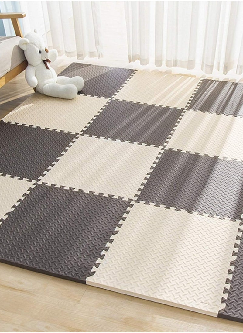 Reva Kids Play Mat Foam Interlocking Floor Mat Non-Slip Waterproof Durable Soft EVA Foam Flooring Tiles For Exercise Gym Yoga Baby Playroom (30×30cm, Black&White, 12PCS)  - Image 2