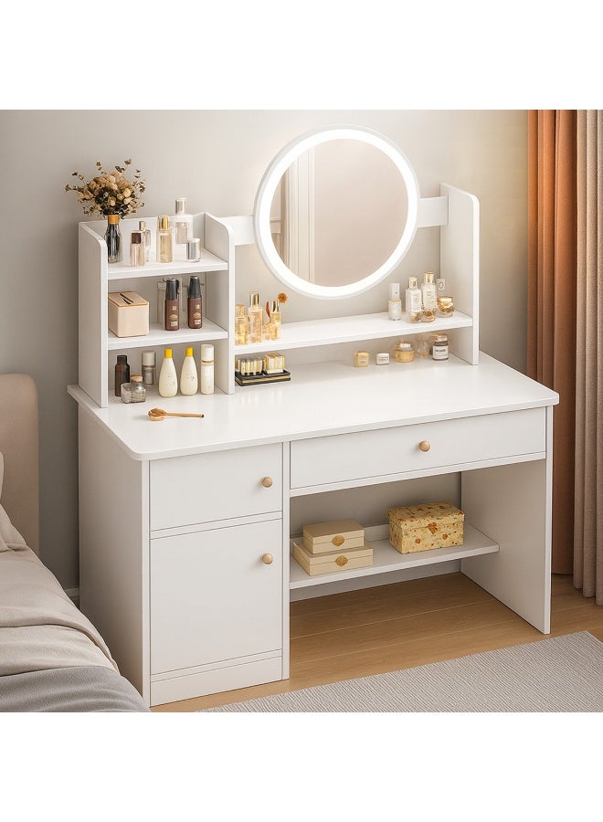 Jorunb Dressing Table,Makeup Table with Drawers, Vanity Desk with Mirror and led Lights,3 Lighting Mode,Makeup Vanity Desk,Multifunctional Makeup Writing Desk for Bedroom (100*40*127cm) - Image 1