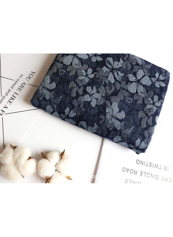 xozgdovg - Elastic Jacquard Thin Denim Fabric High-End Jacket Pants Material Elastic Draped Spring Autumn Forward-Thinking Fashion Dark Blue - Image 1