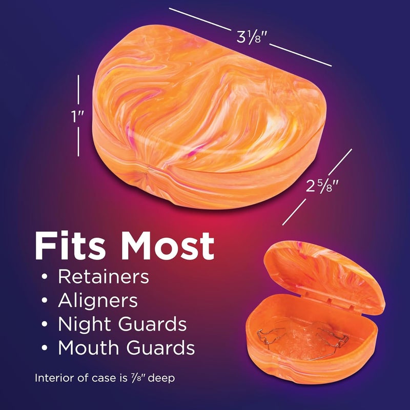 Practicon Marble Retainer Cases, Orthodontic Aligner Case, Mouth Guard Holder (3 Pack) (Sunset) - Image 5