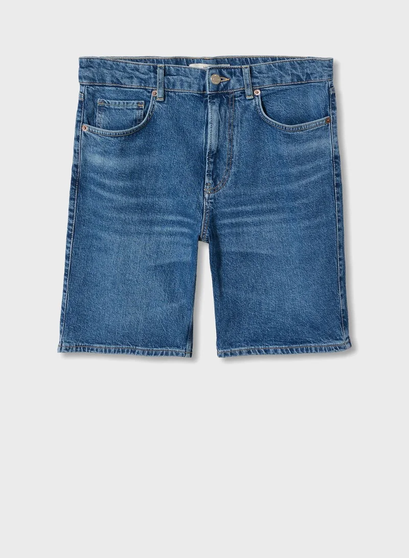 Mango Man Mid Wash Denim Shorts