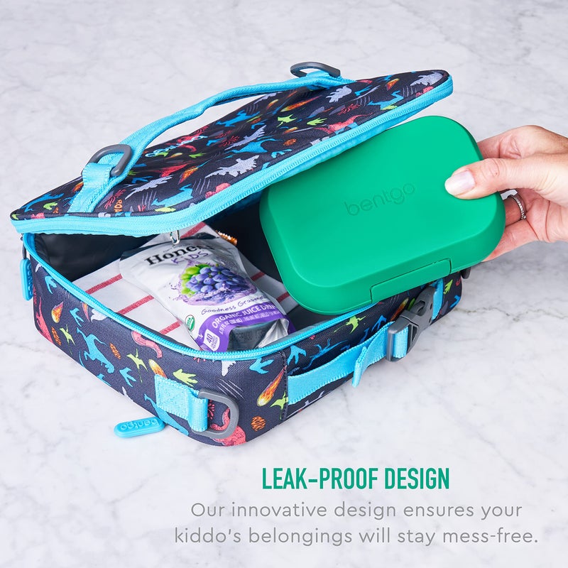 Bentgo Kids Snack - 2 Compartment Leak-Proof Bento-Style Food Storage for Snacks and Small Meals, Easy-Open Latch, Dishwasher Safe, and BPA-Free - Ideal for Ages 3+ (Green/Navy) - Image 5