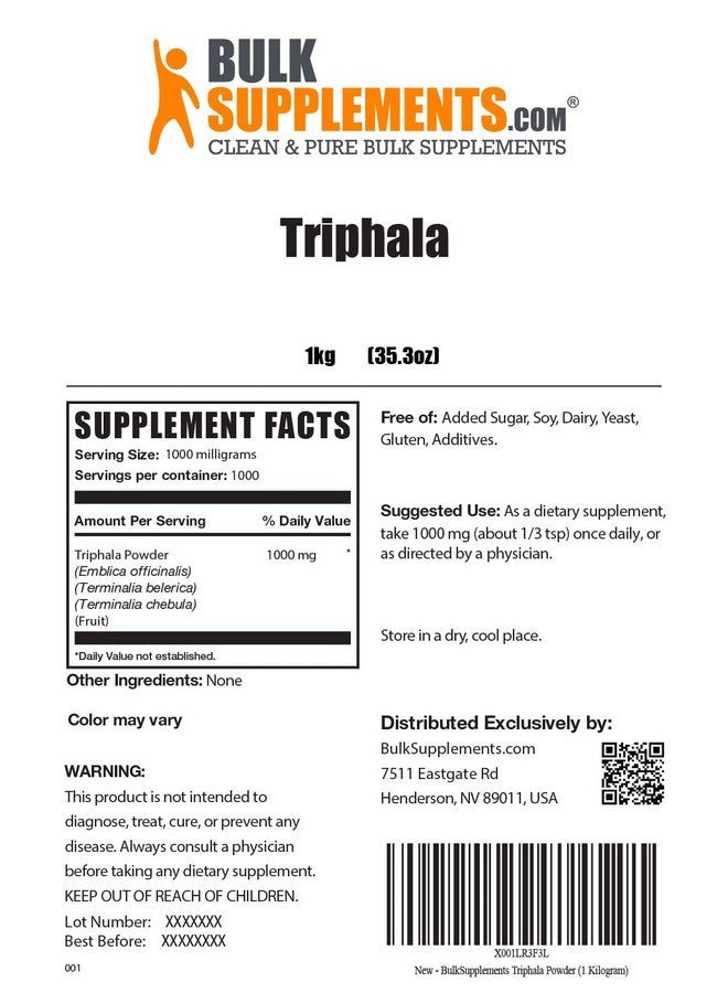 BULKSUPPLEMENTS.COM Triphala Powder Herbal Supplements Triphala Supplement Triphala 1000Mg Made With Amalaki Bibhitaki And Harataki Powder 1000Mg Per Serving (1 Kilogram 2.2 Lbs) - Image 3