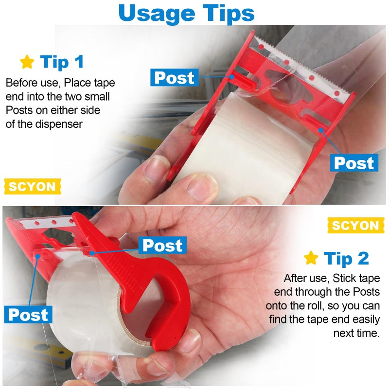 SCYON Heavy Duty Clear Packing Tape with Dispenser, 3 Noiseless Shipping Tape Rolls, Noiseless Boxing and Packaging Tape for Mailing, Moving Supplies, 2 mil, 1.88â€ x 800â€œ. - Image 3