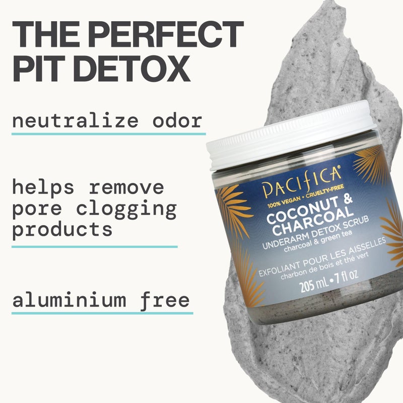 Pacifica Underarm Body Scrub - Detox Coconut & Charcoal – Exfoliating & Nourishing for Natural Deodorant Users – Aluminum-Free & Safe for Sensitive Skin, Vegan & Cruelty-Free, 7 fl oz - Image 2