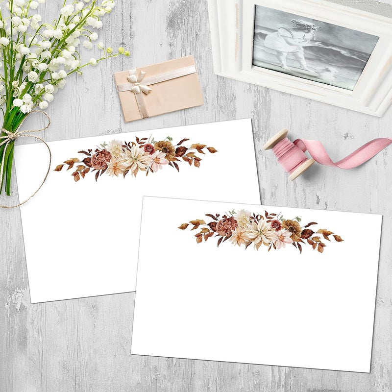 321Done Autumn Floral Note Cards, 4x6 White, Made in USA - Pretty Fall Flower Design, Blank to Make Your Own Notecards, Invites, Greeting/Table Cards, Thick Heavy Cardstock - Set of 50 - Image 3