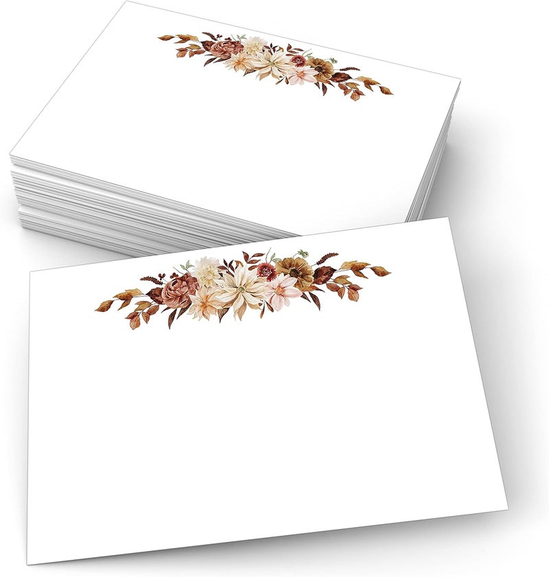 321Done Autumn Floral Note Cards, 4x6 White, Made in USA - Pretty Fall Flower Design, Blank to Make Your Own Notecards, Invites, Greeting/Table Cards, Thick Heavy Cardstock - Set of 50 - Image 1