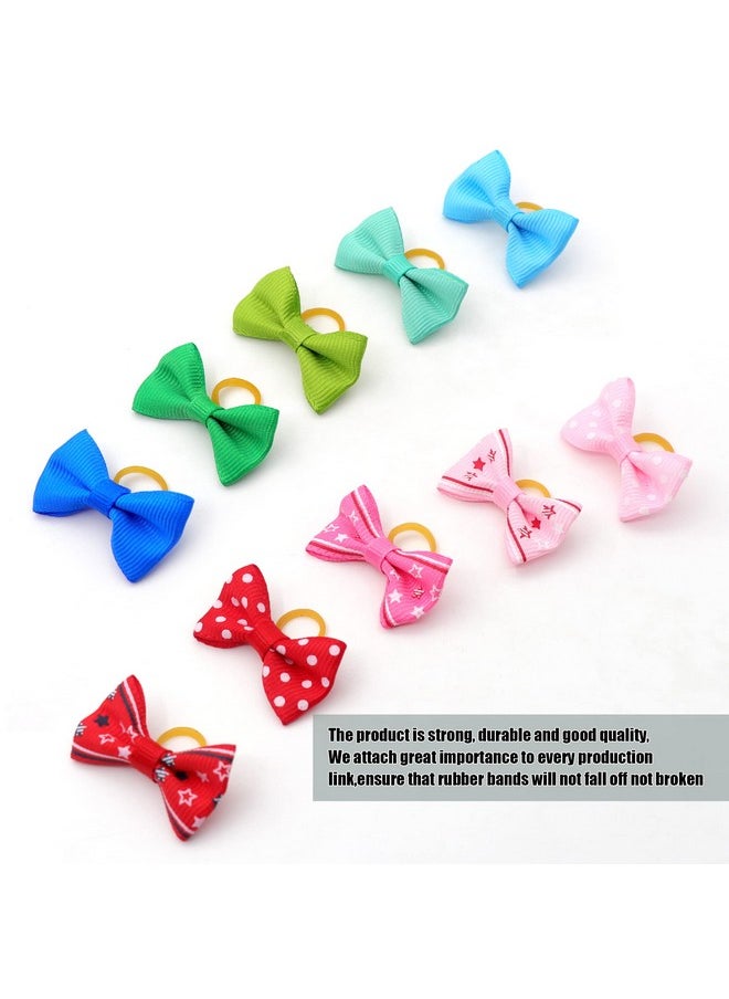 YAKA - 60Pcs (30 Paris) Cute Puppy Dog Small Bowknot Hair Bows With Rubber Bands Handmade Hair Accessories Bow Pet Grooming Products(Mix Colors) - Image 1
