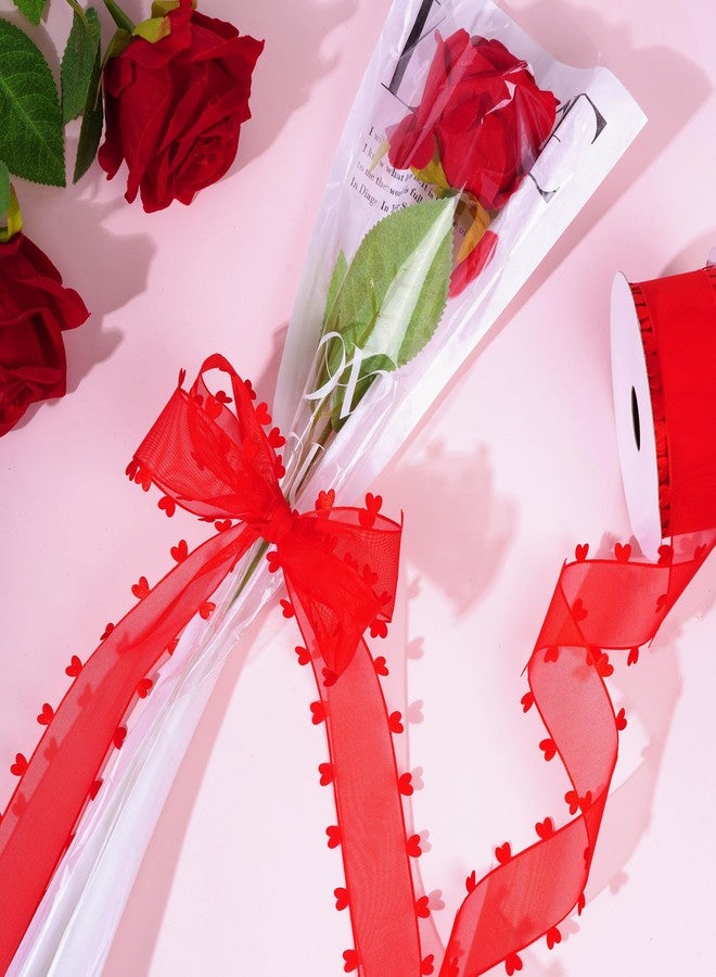 jiebor Valentine’s Day Ribbon Heart Ribbon Wrapping Ribbon for Valentines Day Wedding Gift Wrapping Party Decoration Crafts 2 Inch x 20 Yards (Red) - Image 4