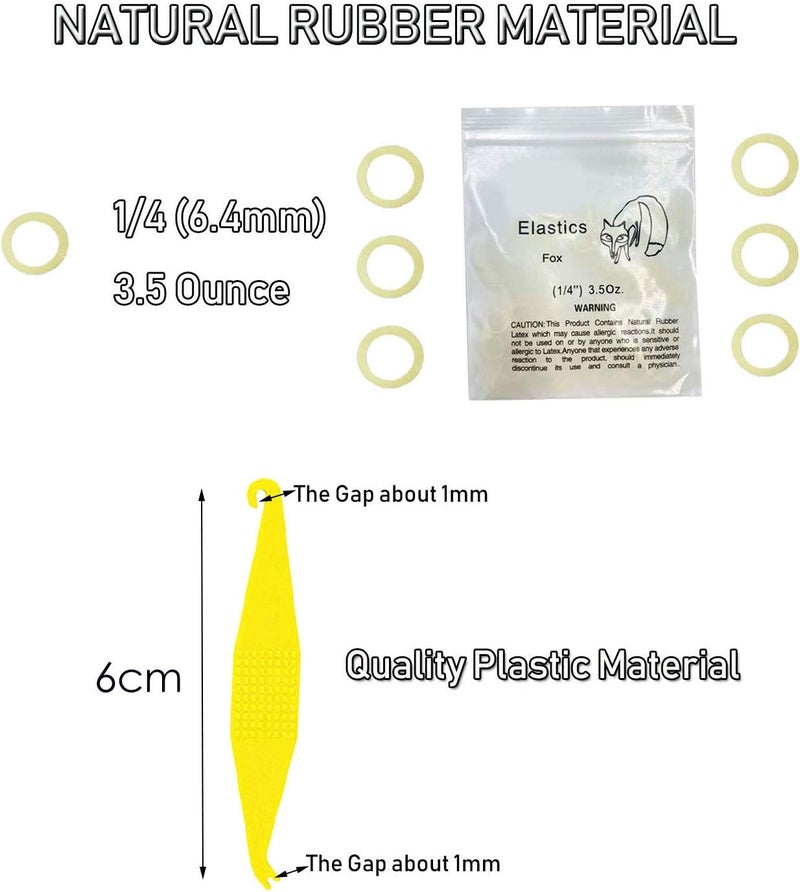 HRASY 1/4 Inch Orthodontic Elastic Rubber Bands, 500 Pack Medium 3.5 Ounce Rubberbands Dreadlocks Hair Braids Fix Tooth Gap, 5 Pack Free Elastic Placer for Braces - Image 2