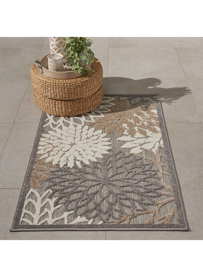 Nourison Aloha Indoor/Outdoor Area Rug 2' 8" x 4', Natural, Rectangular Tropical Botanical Easy-Cleaning Non Shedding Bed Room Living Room Dining Room Deck Backyard Patio - Image 1