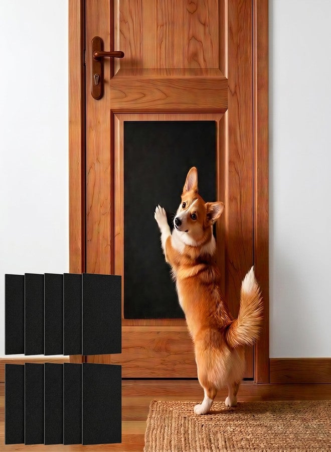 Loscarol 10 Pack Dog Nail Scratch Board, Self-Adhesive Scratch Pad for Dogs Replacement Pet Door Scratcher Shield, No Drilling Door Guard to Protect Doors, Nail File Pad for Dogs Cats, 14.3*9.8 Inch - Image 1