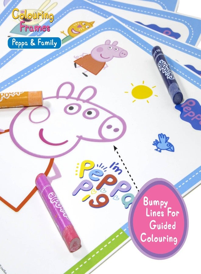 Skoodle Peppa & Family Colouring Frames for Kids - DIY, Fun Filled Colouring/Painting Sheets, Specially Crafted to Enhance Play & Colouring Experience (6 Sheets + 12 Color Sticks + 6 Strings) - Image 5