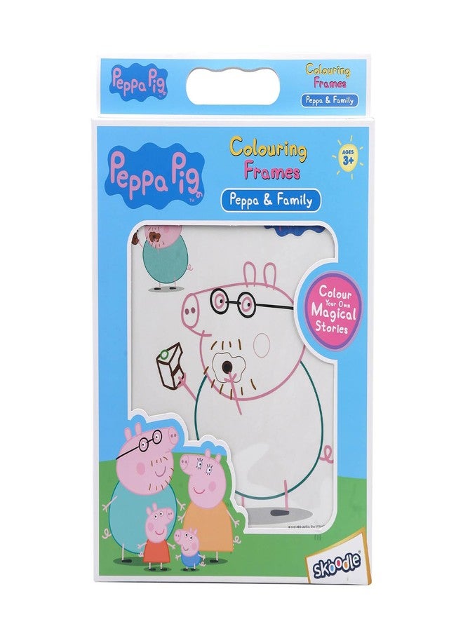 Skoodle Peppa & Family Colouring Frames for Kids - DIY, Fun Filled Colouring/Painting Sheets, Specially Crafted to Enhance Play & Colouring Experience (6 Sheets + 12 Color Sticks + 6 Strings) - Image 1