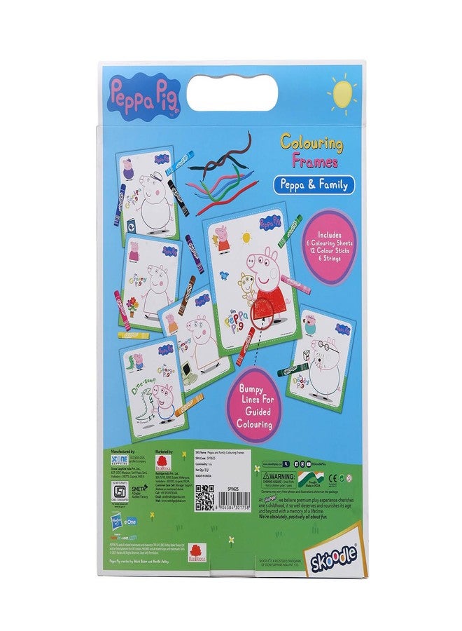 Skoodle Peppa & Family Colouring Frames for Kids - DIY, Fun Filled Colouring/Painting Sheets, Specially Crafted to Enhance Play & Colouring Experience (6 Sheets + 12 Color Sticks + 6 Strings) - Image 2